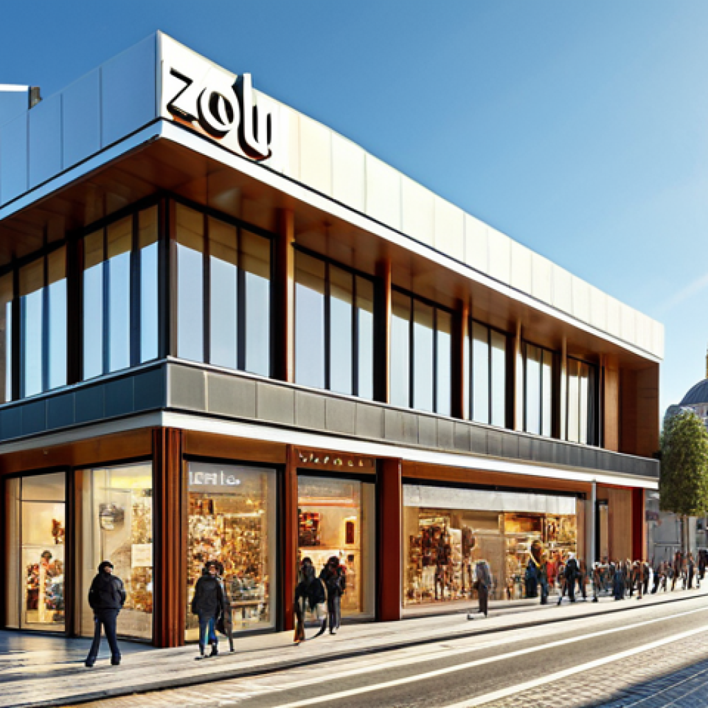 "A modern architectural rendering of Zolu Center in Istanbul, showcasing its contemporary design, vibrant shops, and art galleries, bathed in warm sunlight. Safe for work, appropriate content, fully clothed, professional."