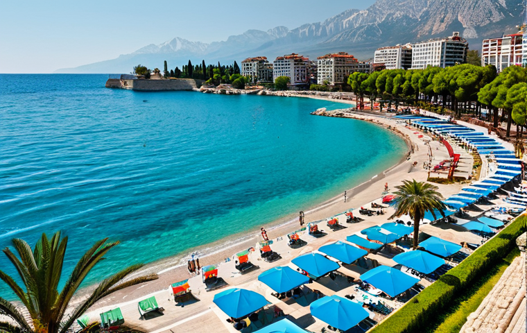 Antalya - Coastal Pearl**
"A wide shot of Antalya, Turkey, showcasing the Mediterranean coastline. In the foreground, ancient Roman ruins are visible, seamlessly blending into a modern beachfront resort with fully clothed tourists enjoying the sun. Clear turquoise waters, palm trees, and mountains in the background. Professional photography, perfect anatomy, correct proportions, natural pose, appropriate attire, safe for work, family-friendly, high quality."
**