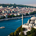 튀르키예에서의 드론 촬영 명소 - **Istanbul Historical Fusion:** A drone shot of the Suleymaniye Mosque in Istanbul, Turkey, showcasi...