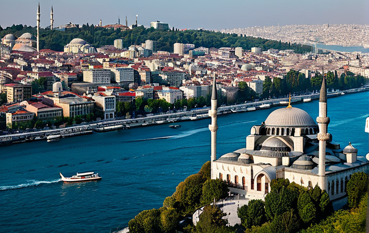 튀르키예에서의 드론 촬영 명소 - **Istanbul Historical Fusion:** A drone shot of the Suleymaniye Mosque in Istanbul, Turkey, showcasi...