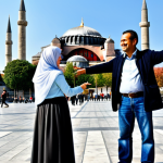 튀르키예 여행 준비물 체크리스트 - **

"A family-friendly scene in Istanbul: A mother and father, fully clothed in modest, everyday att...