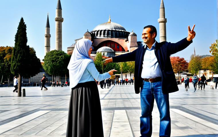 튀르키예 여행 준비물 체크리스트 - **
"A family-friendly scene in Istanbul: A mother and father, fully clothed in modest, everyday att...