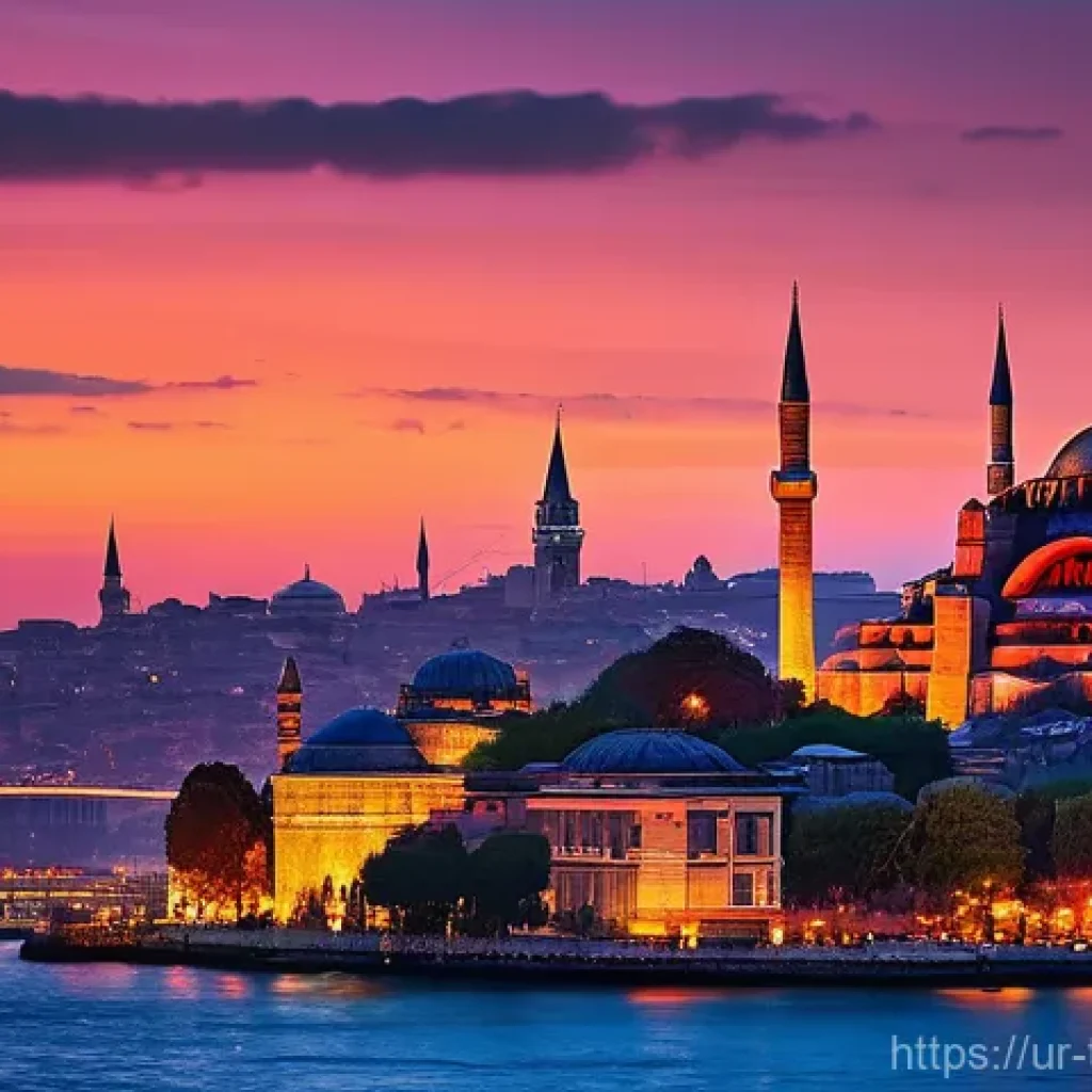 튀르키예에서의 사진 여행 - **Istanbul's Historic Grandeur at Golden Hour**
    "An aerial view capturing the historic grandeur ...