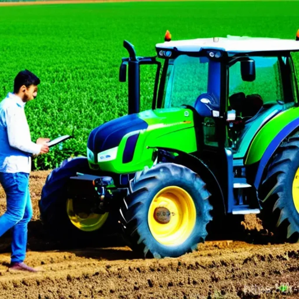 튀르키예 농업 기술의 혁신 - **Prompt:** A modern, sleek, autonomous tractor, equipped with visible GPS units and multiple sensor...