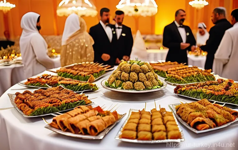 튀르키예의 전통적 명절 요리 - **Hearty Turkish Eid al-Adha Family Dinner:**
    A bustling and inviting indoor scene of a large Tu...