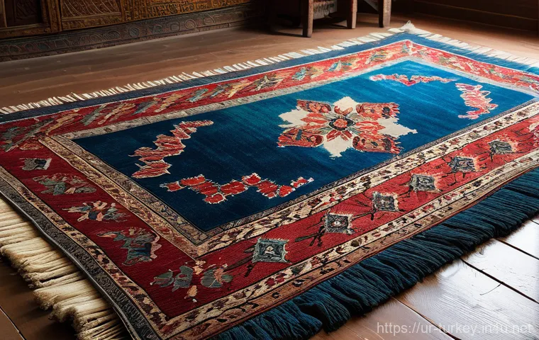 튀르키예의 공예 및 직조 마스터 - Image Prompt 1: Turkish Hand-Woven Carpet in a Traditional Setting** 튀르키예의 공예 및 직조 마스터 - Image Prompt 1: Turkish Hand-Woven Carpet in a Traditional Setting**